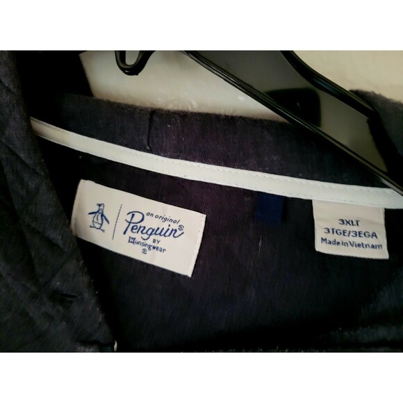 Men's Original Penguin Grey Full Zip Hoodie Size 3XLT Big & Tall By Munsingwear - Picture 4 of 7